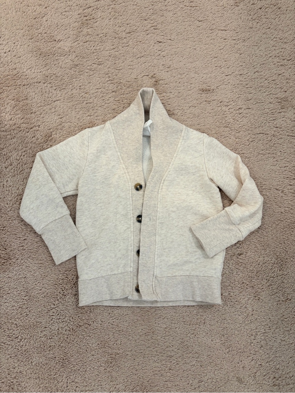 H&M Baby Toddler Shawl Collar Button Sweater Oatmeal Heathered 12-18M #116